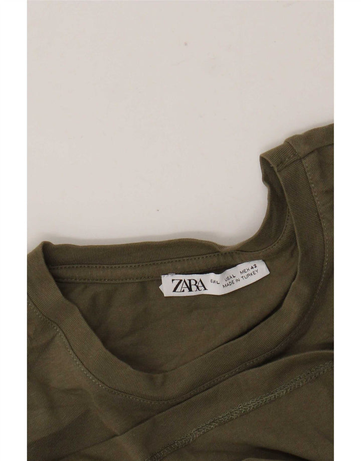 Zara T-Shirt Homme Haut Large Kaki