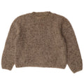 vintage Femme Crew Neck Jumper Pull UK 14 Moyen Gris Moucheté