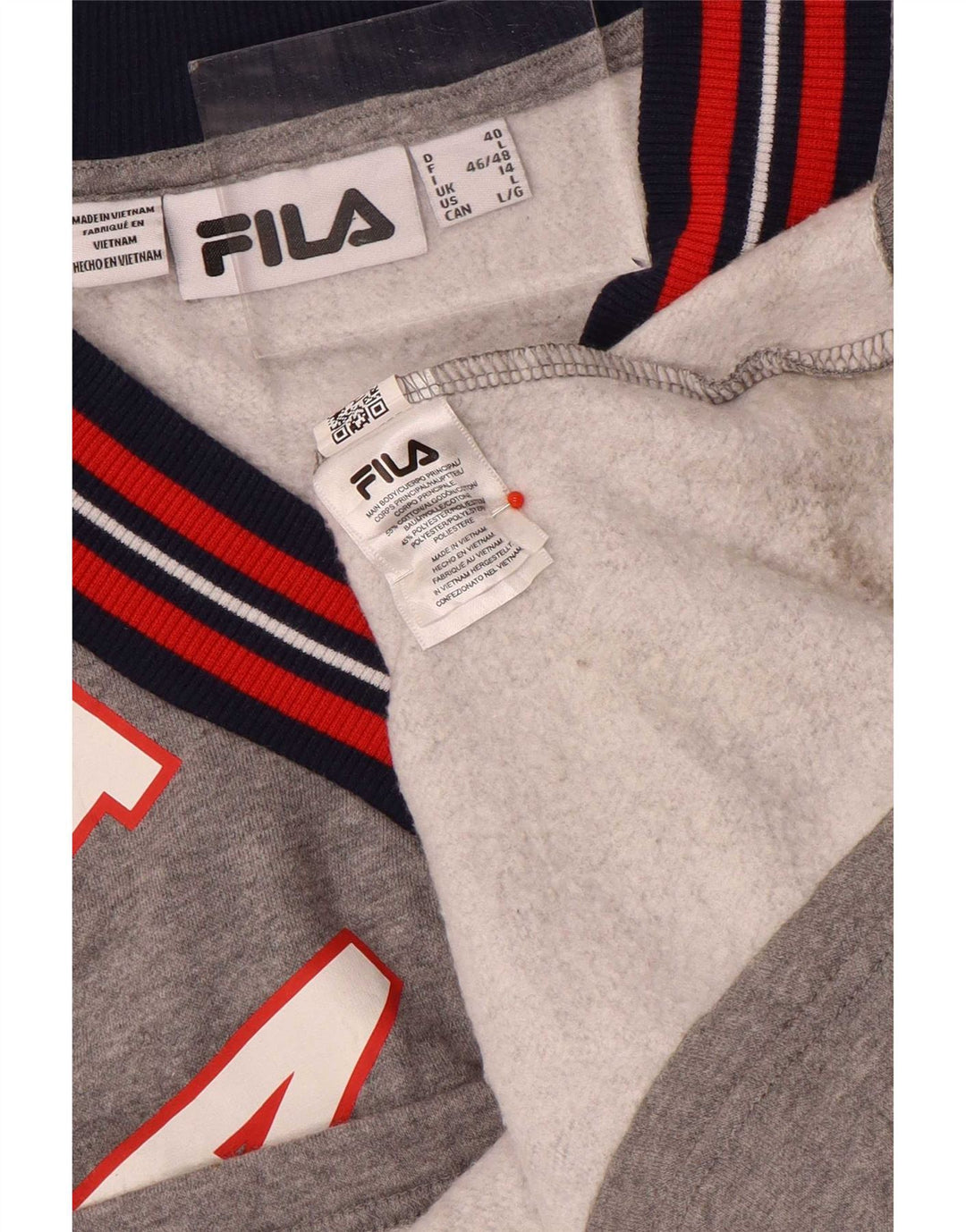 Fila Sweat-shirt graphique pour femme UK 14 Large Gris Colorblock