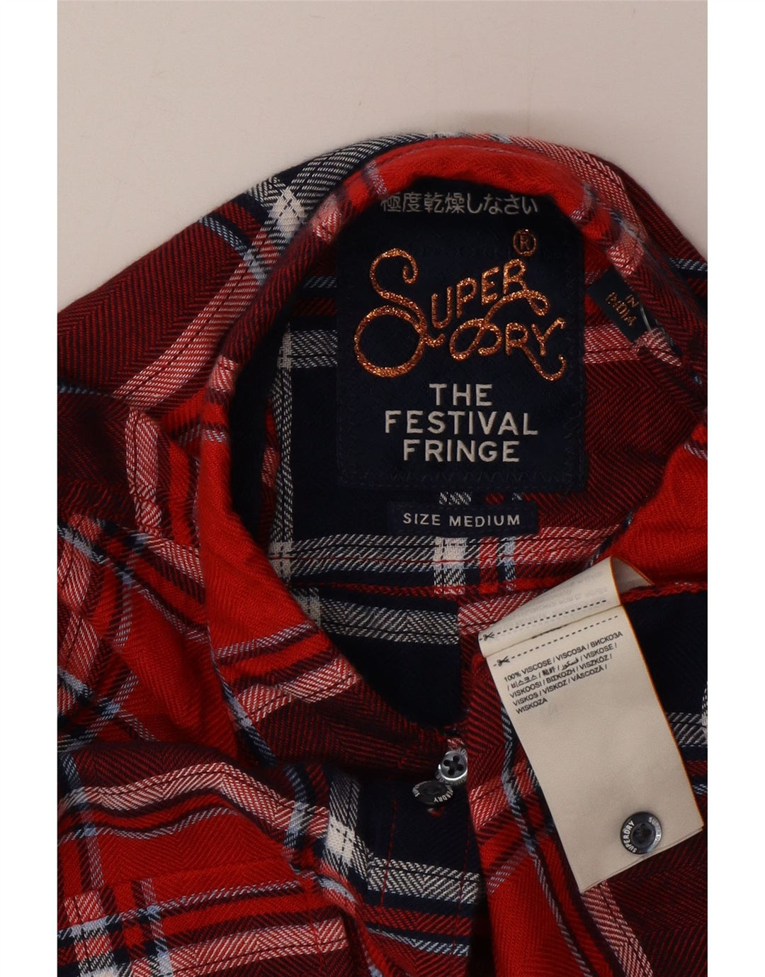 Superdry Chemise en flanelle pour femme UK 14 Viscose à carreaux rouge moyen