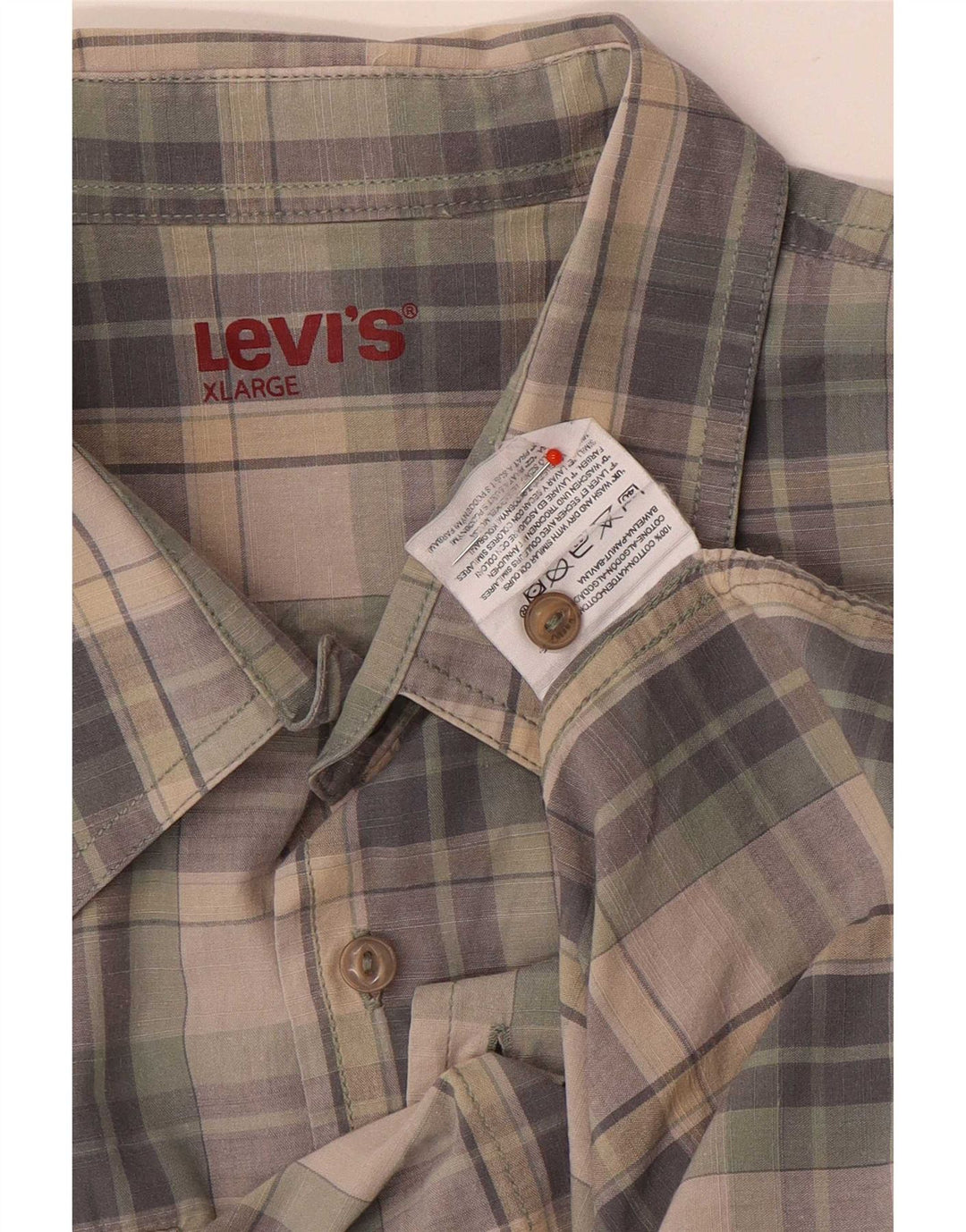 Levi's Chemise à Manches Courtes Homme XL Gris Carreaux Coton