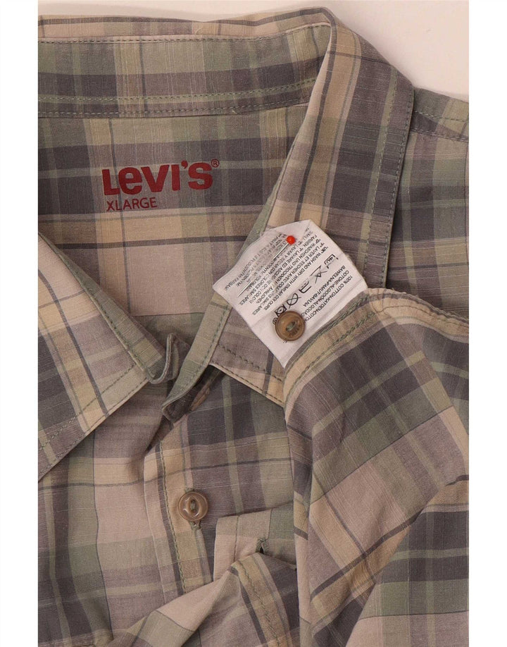 Levi's Chemise à Manches Courtes Homme XL Gris Carreaux Coton