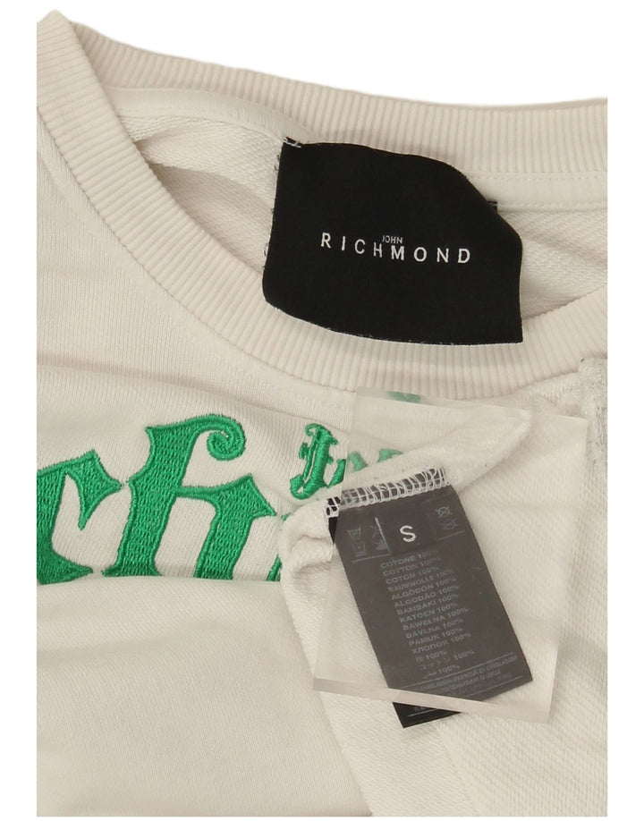 RICHMOND Sweat-shirt graphique surdimensionné pour femme UK 10 Petit Blanc
