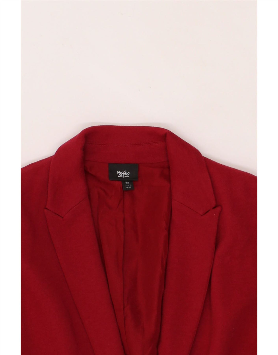 MOSSIMO Womens Longline 1 Button Blazer Jacket UK 14 Medium Red Cotton Vintage Mossimo and Second-Hand Mossimo from Messina Hembry 