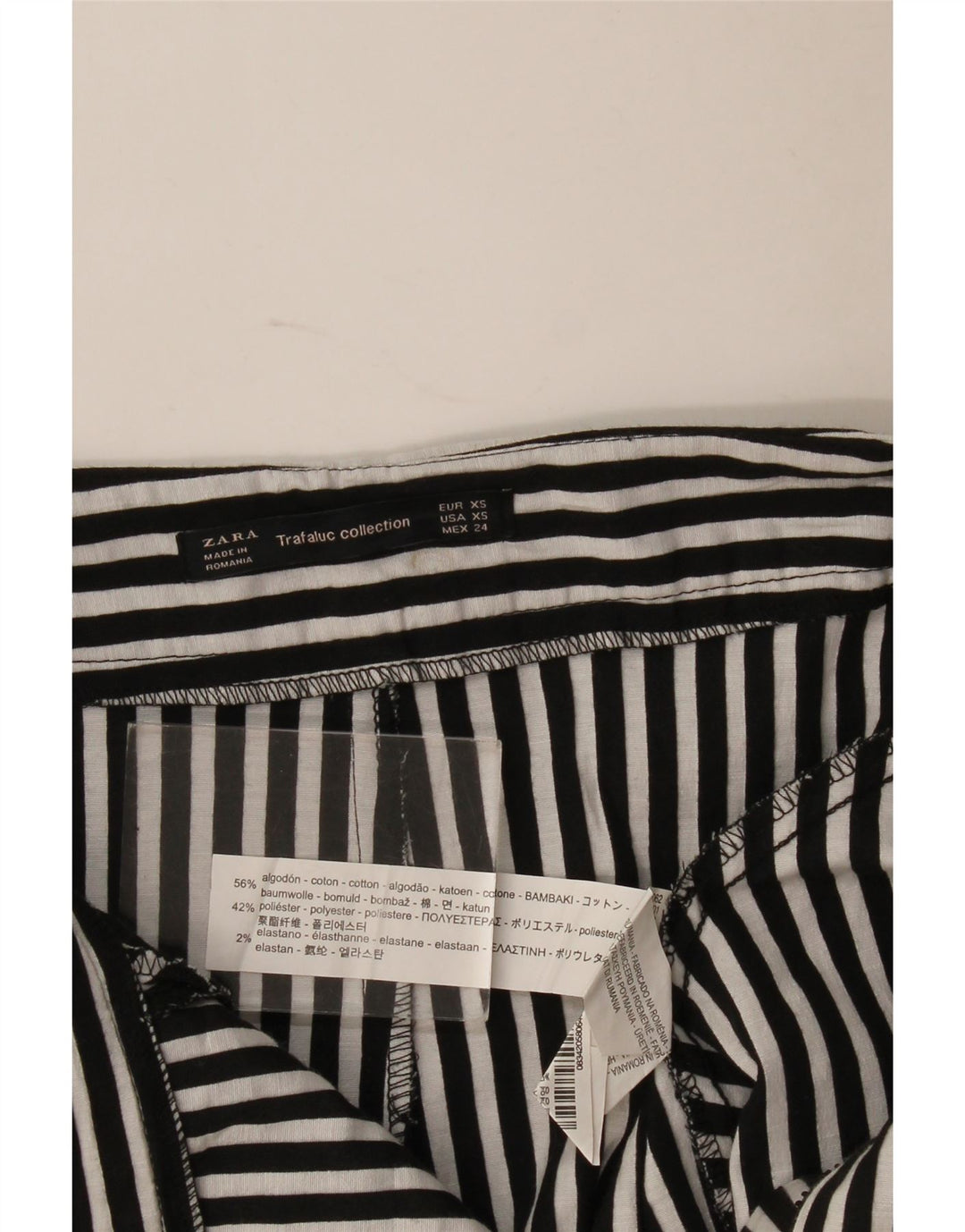 Zara Femme Jupe-short UK 4 XS Coton Rayé Noir