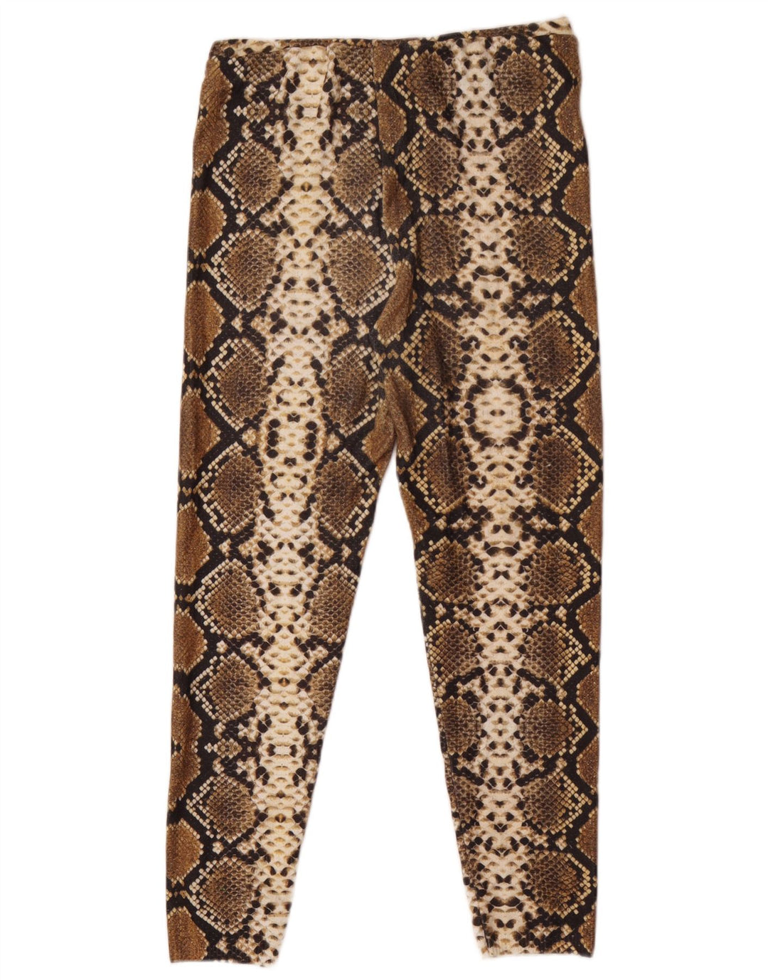Zara Leggings Femme UK 12 Polyester Imprimé Animal Marron Moyen