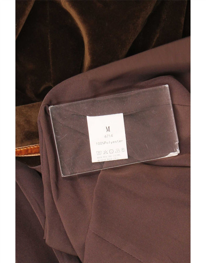 vintage Womens Velvet Overcoat UK 12 Polyester Brun Moyen