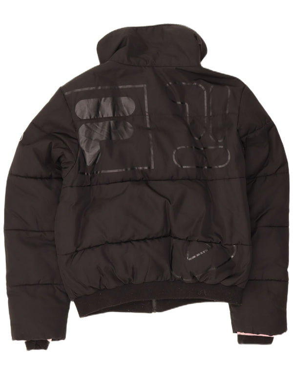 Fila Veste matelassée surdimensionnée graphique pour femme UK 10 Small Noir Polyester