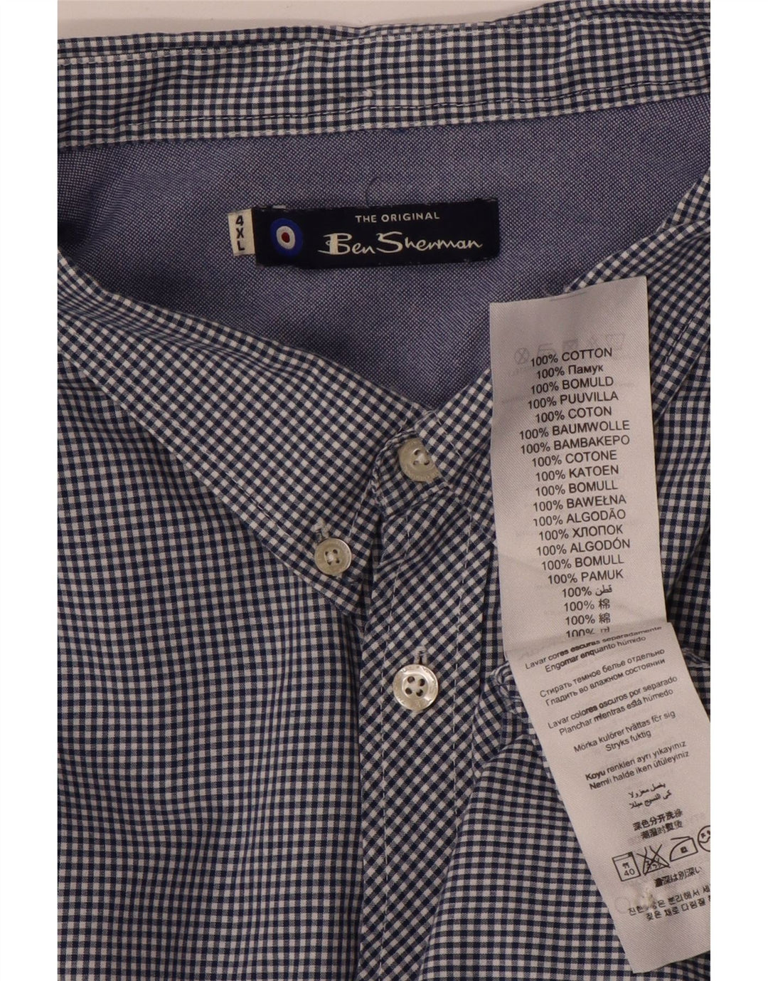 Ben Sherman Chemise Homme 4XL Bleu Vichy Coton