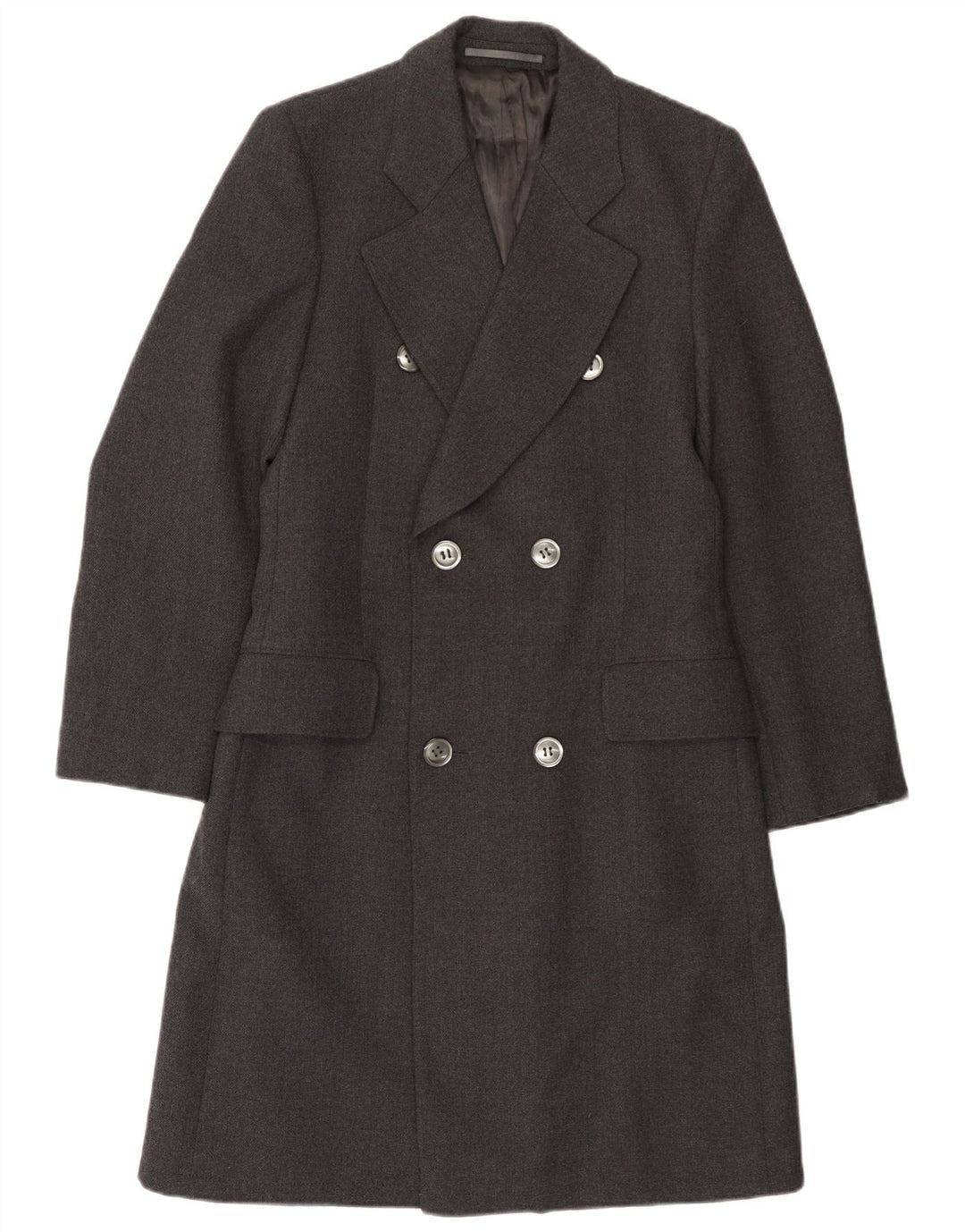 vintage Womens Overcoat UK 10 Petite laine grise