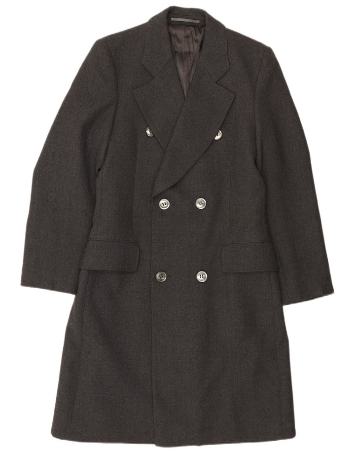 vintage Womens Overcoat UK 10 Petite laine grise