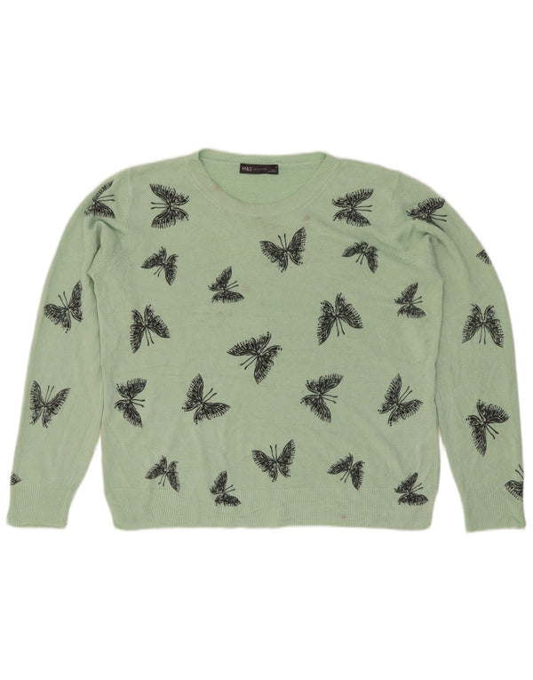 Marks & Spencer Pull col bateau pour femme UK 16 Grand papillon vert