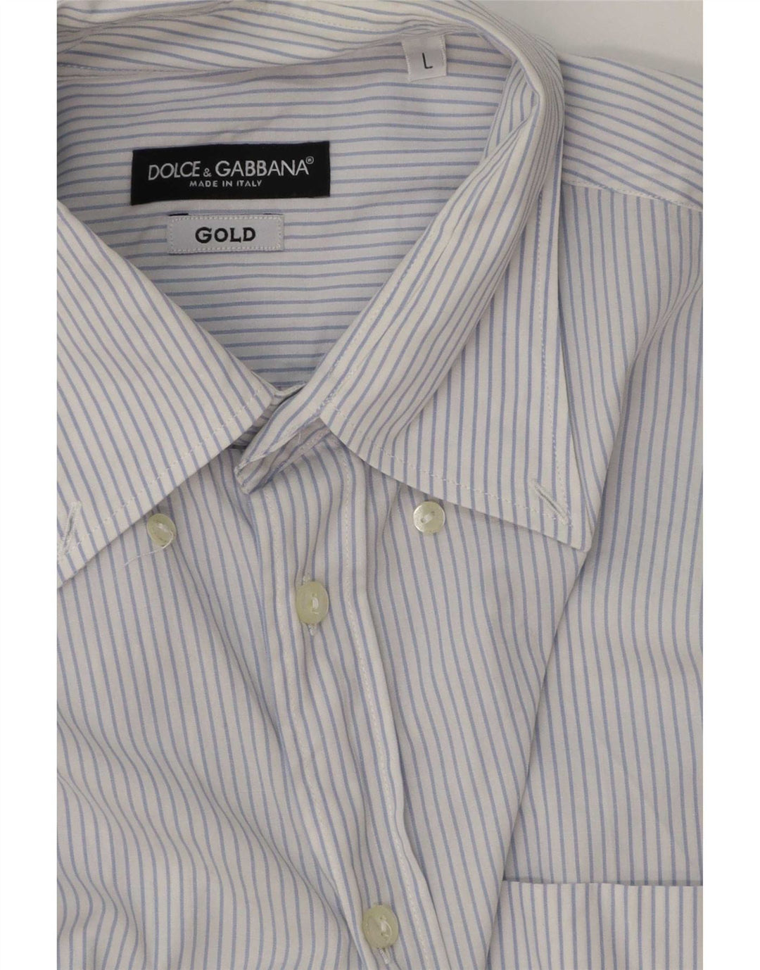 Dolce & Gabbana Chemise Homme Grand Coton Bleu À Fines Rayures