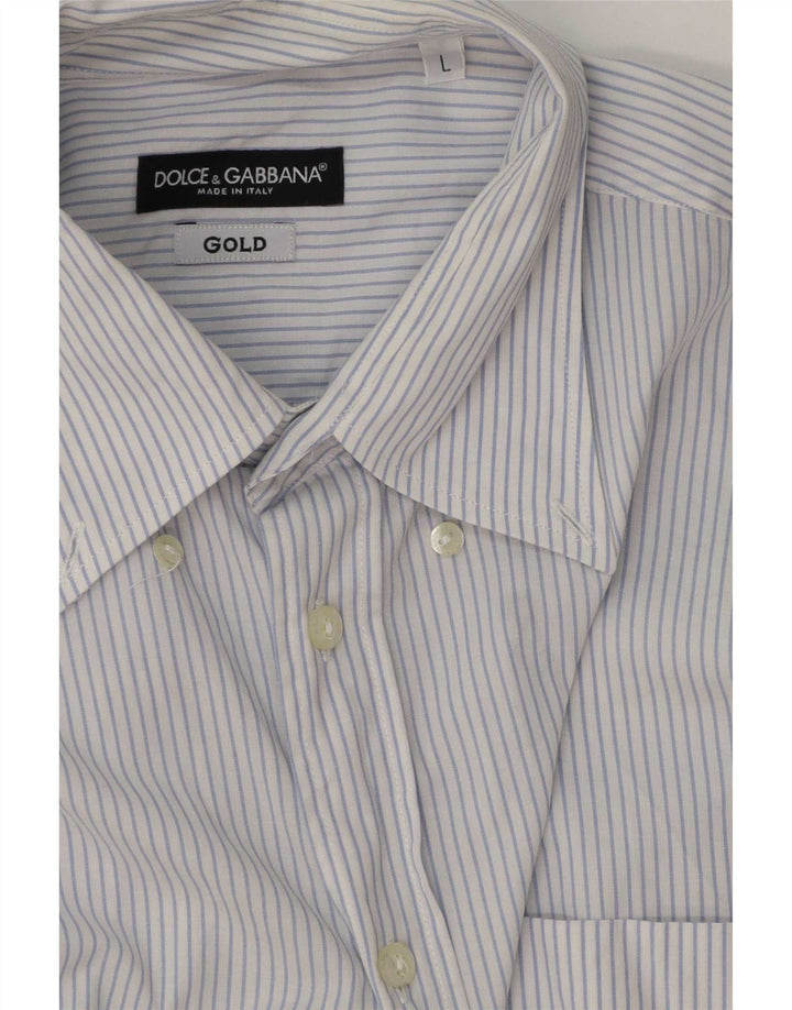 Dolce & Gabbana Chemise Homme Grand Coton Bleu À Fines Rayures