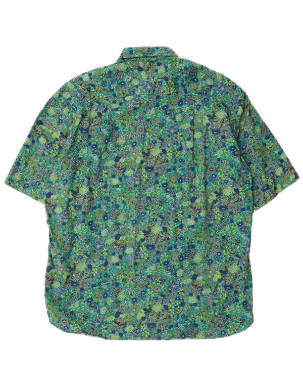 ANONIMA CAMICIE Chemise à Manches Courtes Homme Vert Moyen Floral Coton