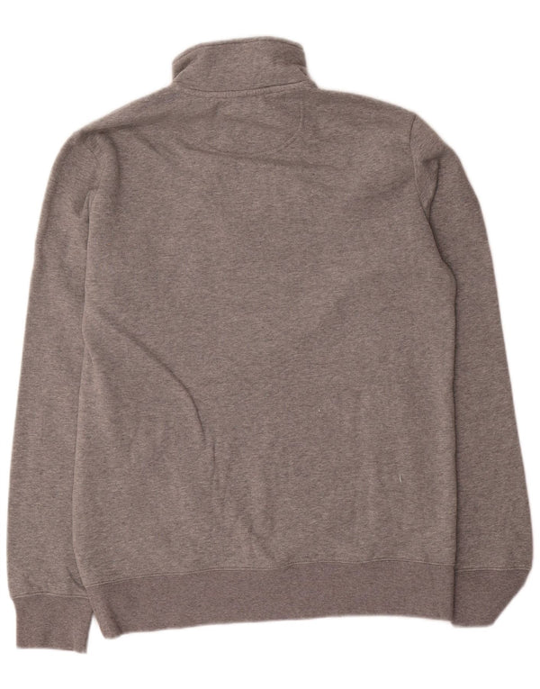 Marks & Spencer Sweat-Shirt Col Zippé Homme Gris Moyen Moucheté Coton