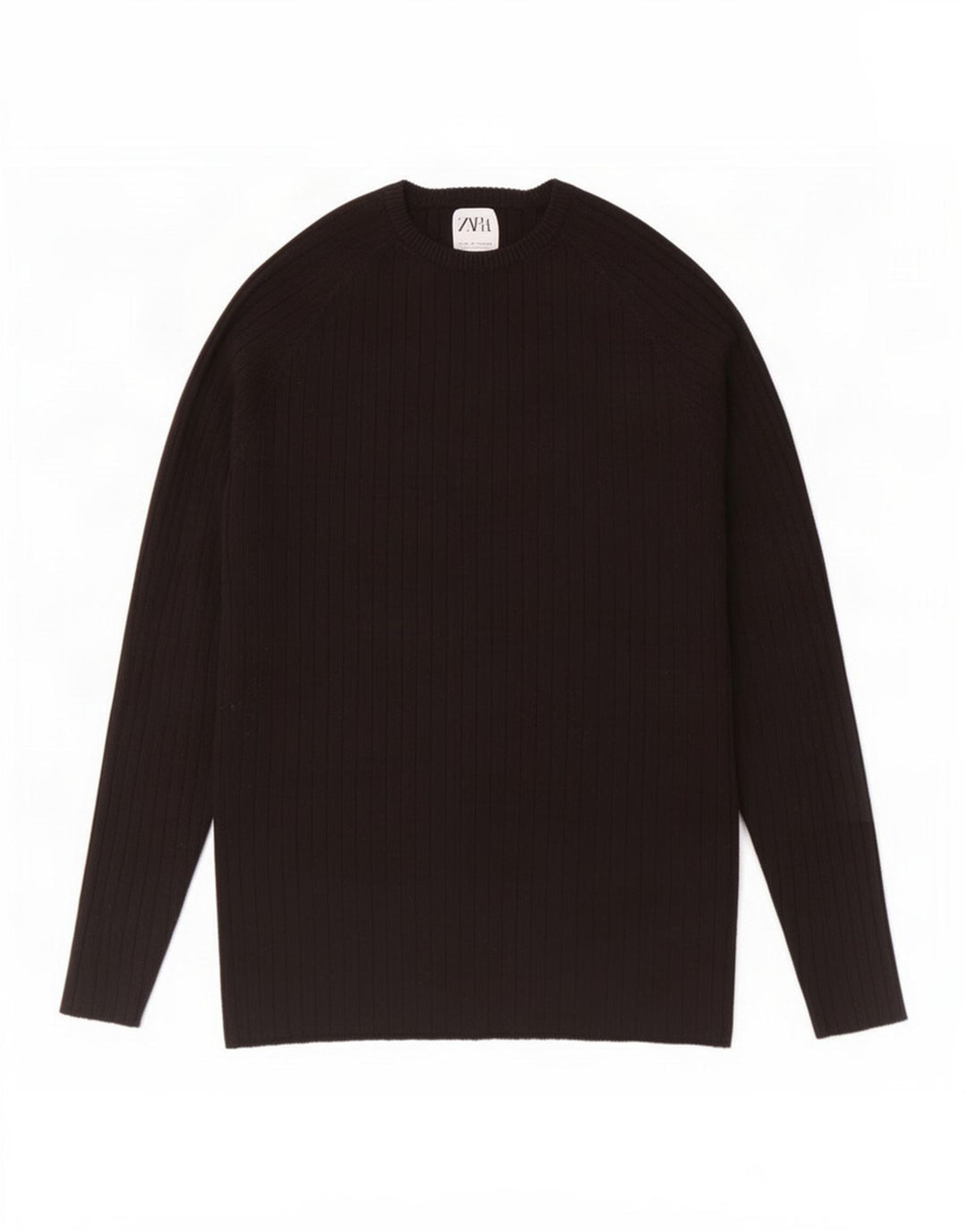 Zara Pull Col Rond Homme Noir Moyen Viscose