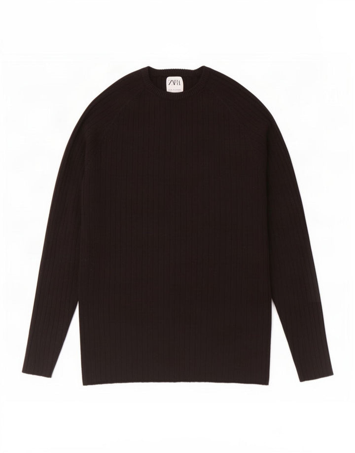 Zara Pull Col Rond Homme Noir Moyen Viscose