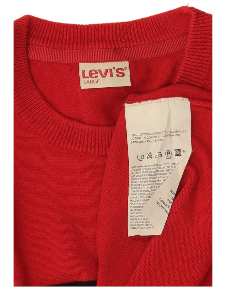 Levi's Pull Ras du Cou Homme Large Rouge Rayé Coton