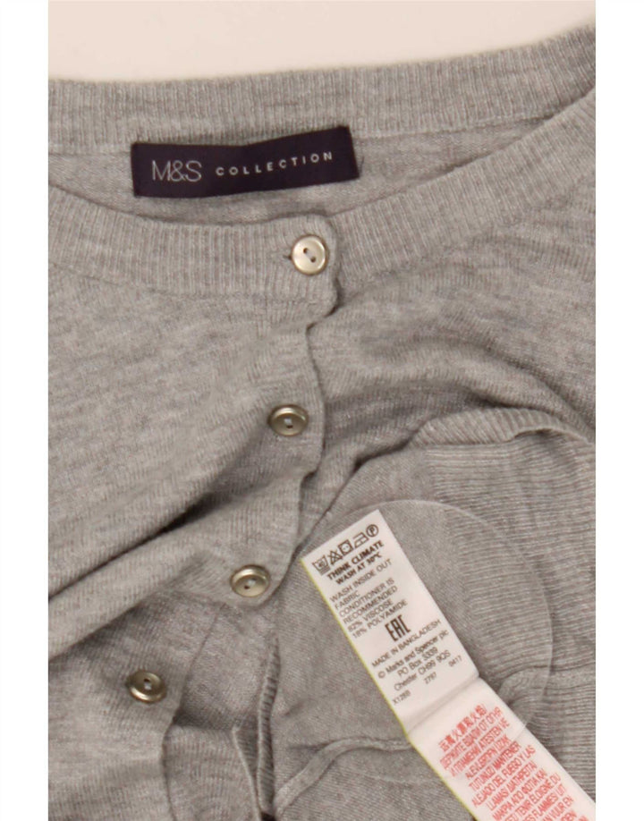 Marks & Spencer Pull Cardigan Femme UK 12 Gris Moyen Viscose