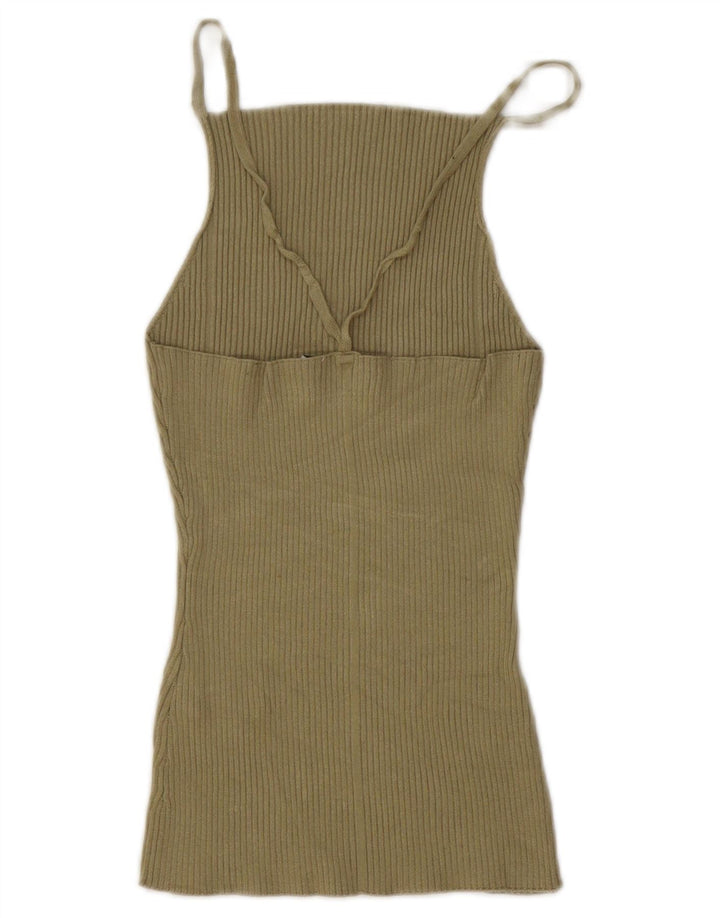 Zara Femme Cami Top UK 12 Medium Kaki Viscose