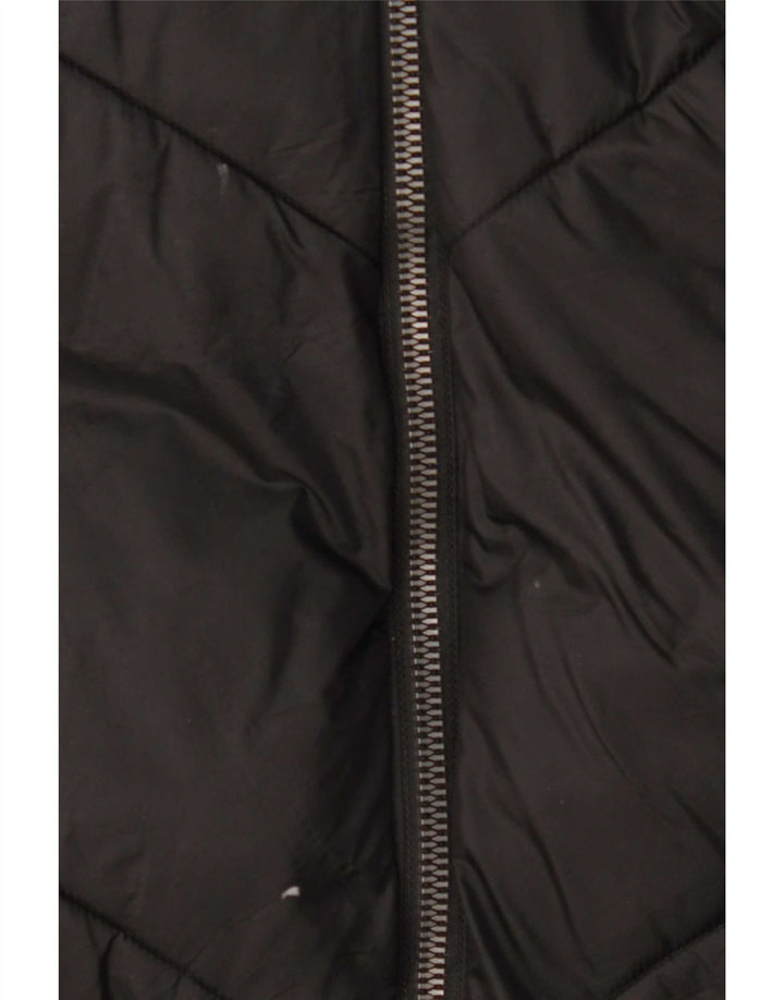 Zara Manteau rembourré à capuche pour femme UK 14 Polyester noir moyen
