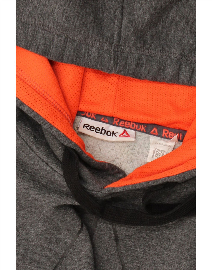 REEBOK Mens Graphic Hoodie Jumper Medium Grey Vintage Reebok and Second-Hand Reebok from Messina Hembry 
