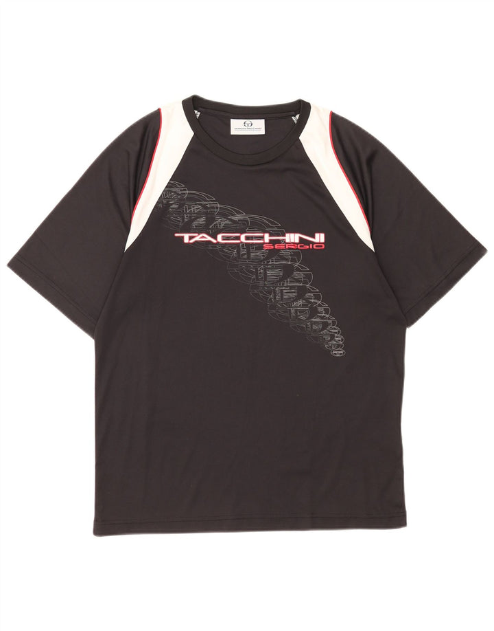Sergio Tacchini T-shirt graphique pour homme en polyester color block noir moyen