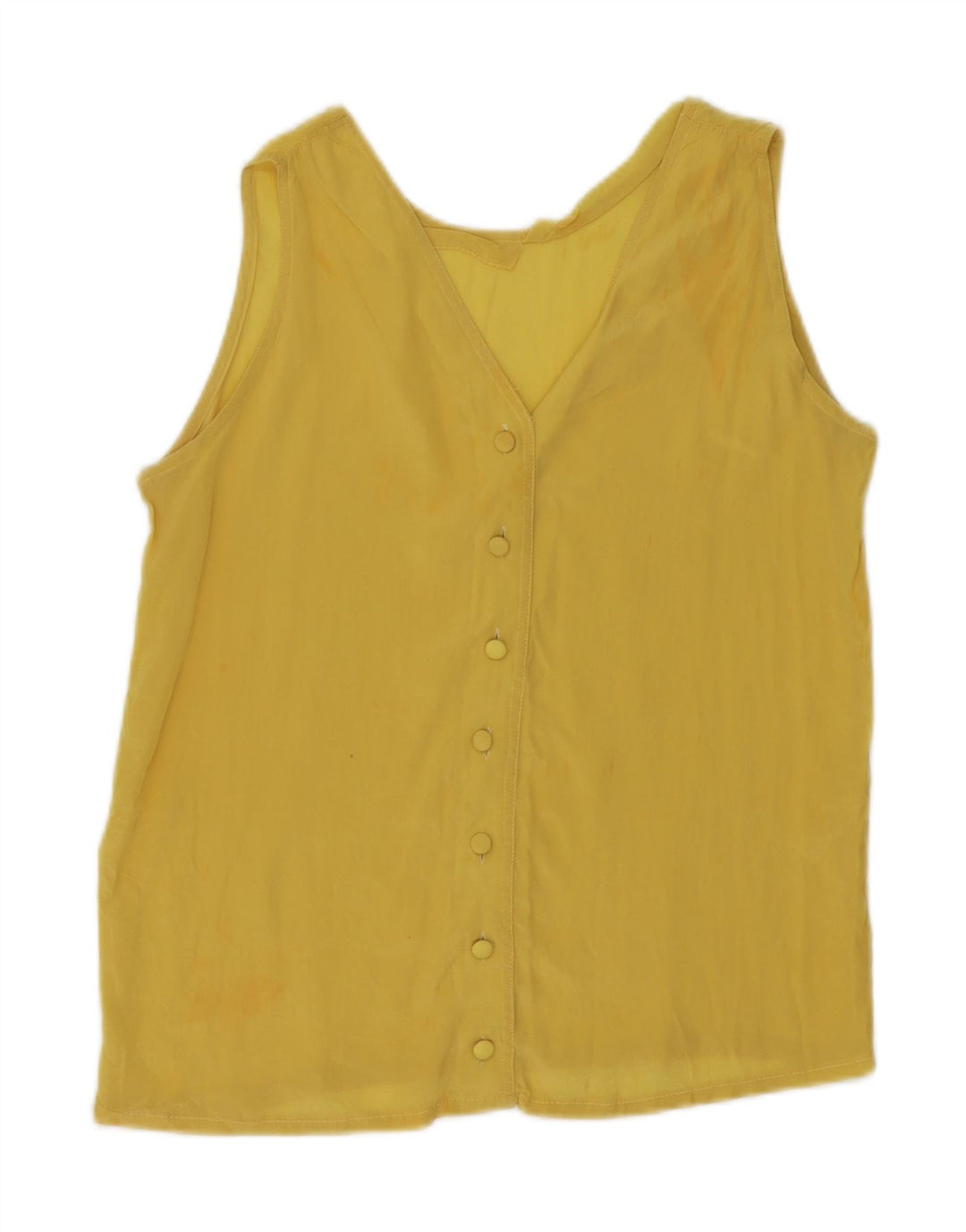 VINTAGE Womens Sleeveless See Through Top UK 12 Medium Yellow Vintage Vintage and Second-Hand Vintage from Messina Hembry 