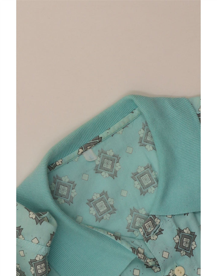vintage Chemise à manches courtes pour hommes Grand Turquoise Géométrique