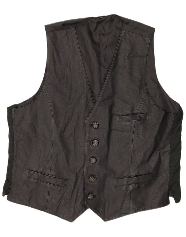 gilet en cuir homme vintage noir moyen