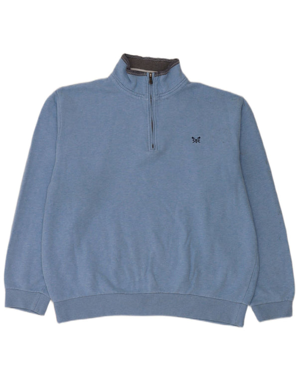 Crew Clothing Sweat-shirt à col zippé pour homme en coton bleu Taille L