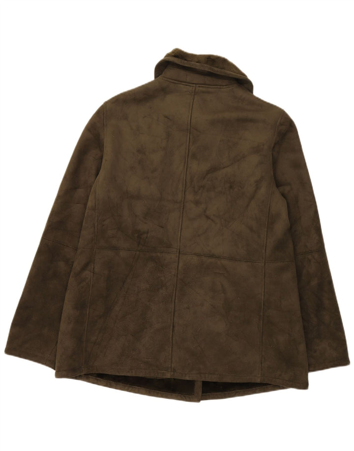 Chaps Veste Sherpa Femme UK 14 Large Kaki Acrylique