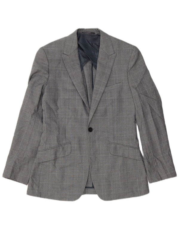 Reiss Veste blazer à 1 bouton pour homme UK 36 Petit carreaux gris