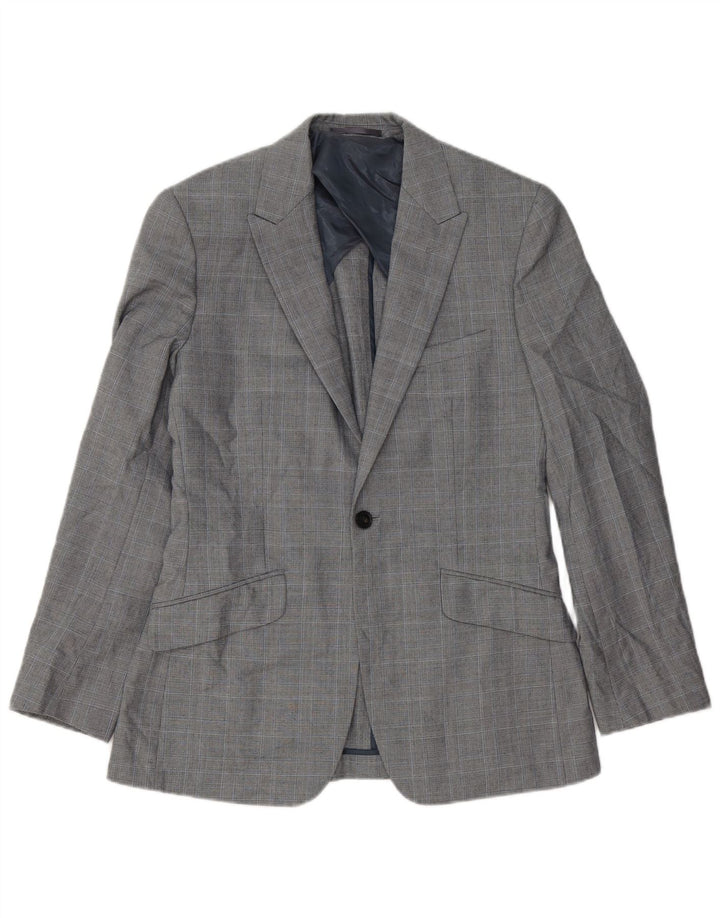 Reiss Veste blazer à 1 bouton pour homme UK 36 Petit carreaux gris