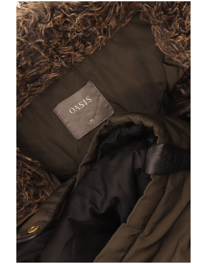 Oasis Parka à capuche pour femme UK 14 Medium Kaki Polyester