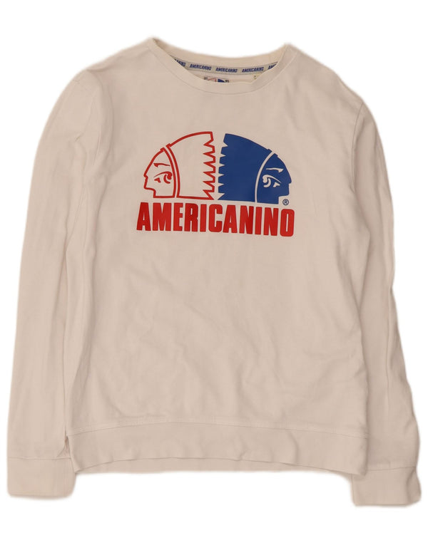 Americanino Sweat-shirt graphique pour femme UK 12 en coton blanc moyen