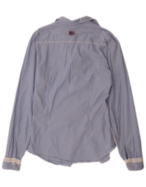 Napapijri Chemise Femme UK 10 Petite Rayure Bleue
