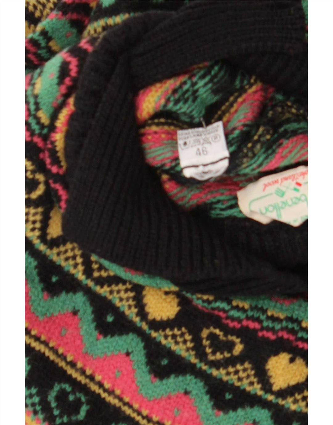 Benetton Pull Col Polo Femme IT 46 Large Multicolore
