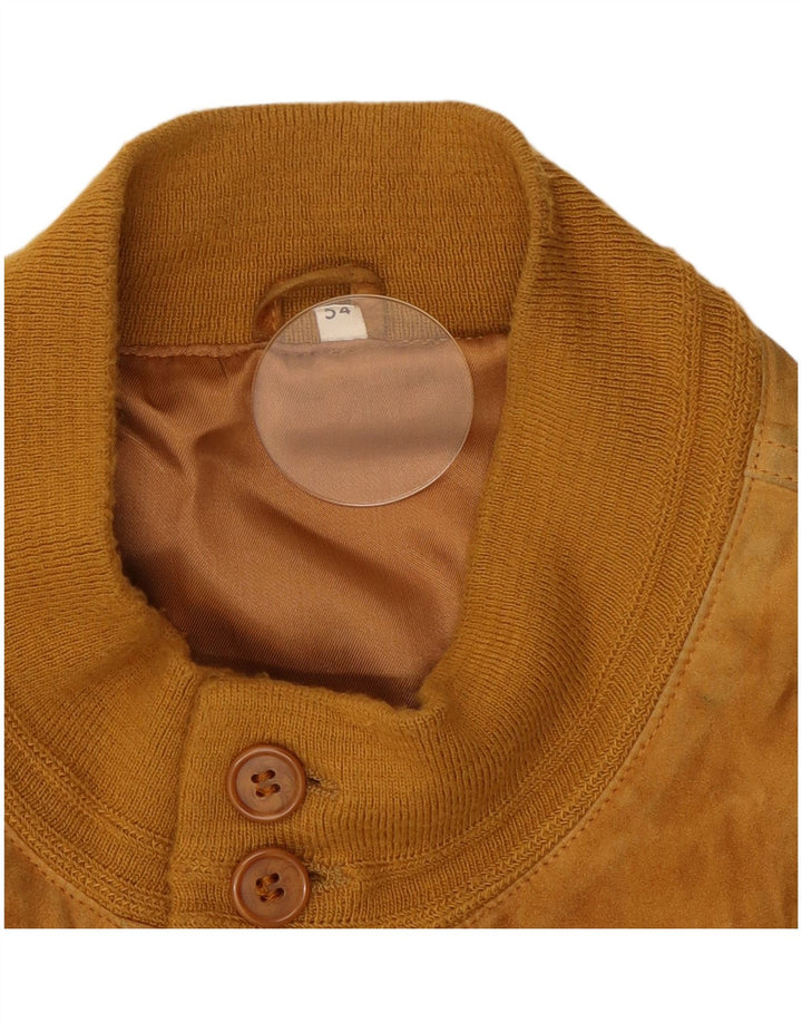 vintage Mens Suede Bomber Jacket IT 54 2XL Cuir Marron
