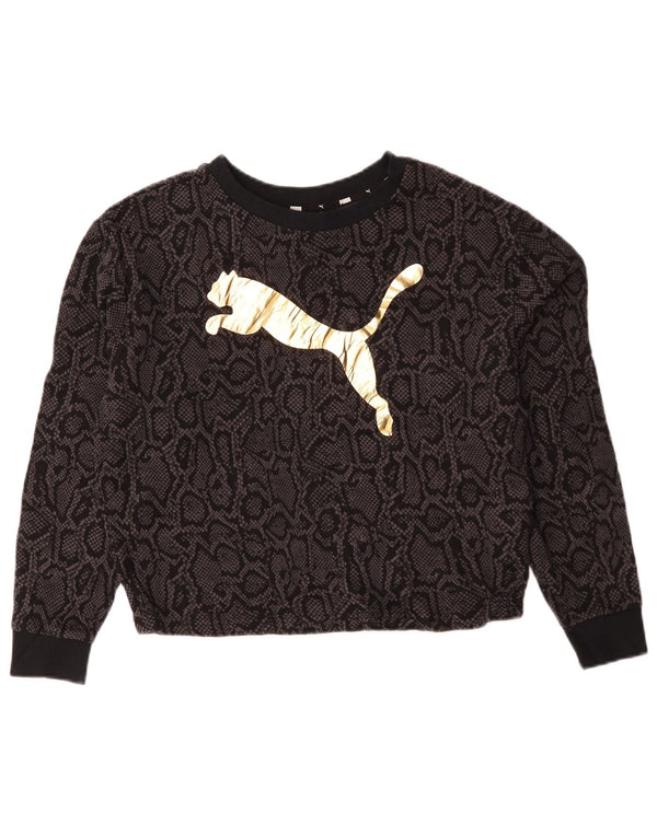 Puma Sweat-shirt Crop Graphic pour femme UK 14 Noir moyen imprimé animal