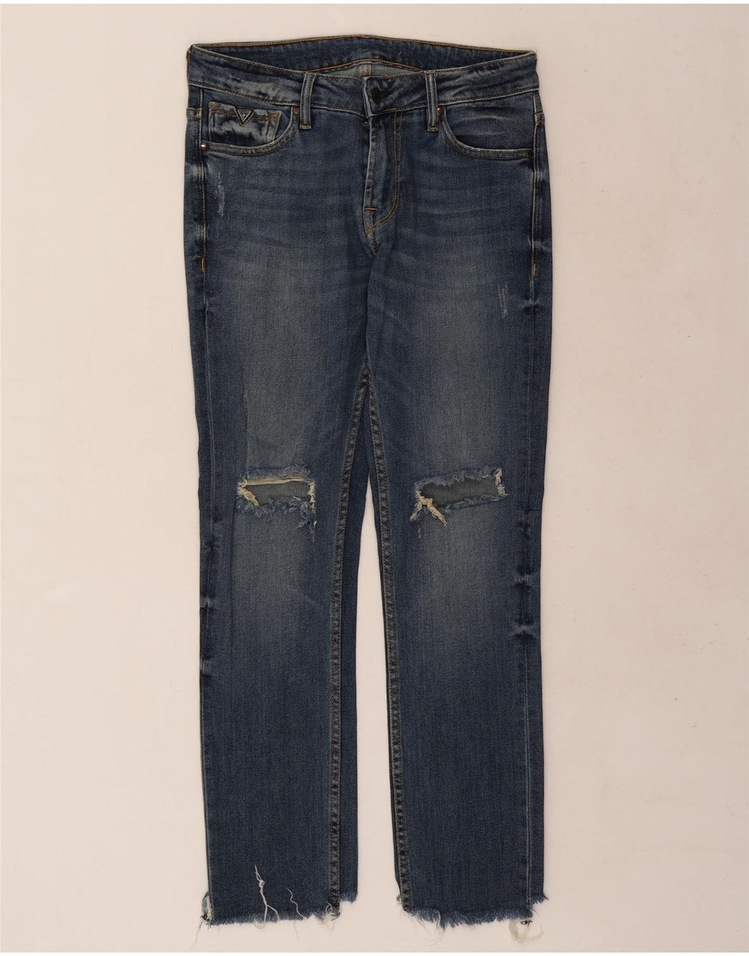Guess Femme Jean Slim Effet Déchiré W30 L29 Bleu