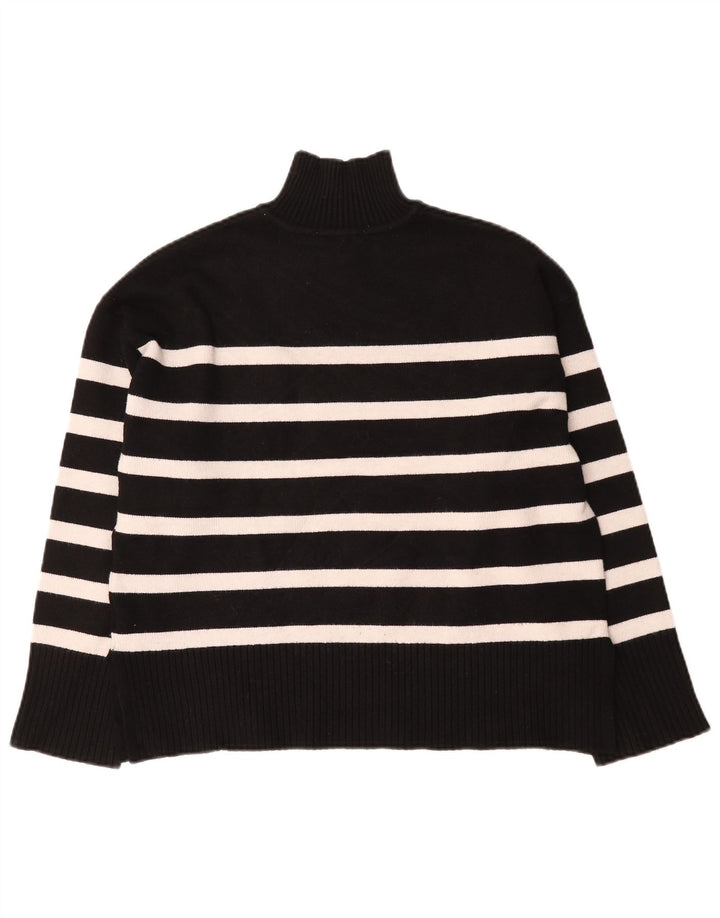 Zara Pull surdimensionné à col roulé pour femme UK 10 Petit rayé noir