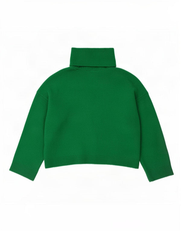 Zara Pull court surdimensionné à col roulé pour femme UK 10 Petit Vert