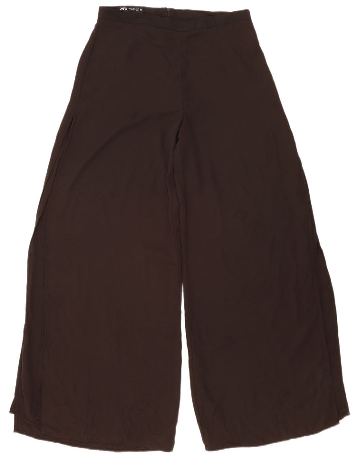 Zara Pantalon décontracté à jambe large pour femme Medium W30 L31 Noir Polyester