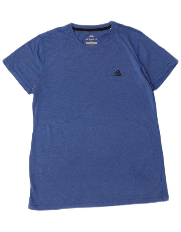 Adidas T-Shirt Femme Top UK 12 Bleu Moyen Moucheté Polyester