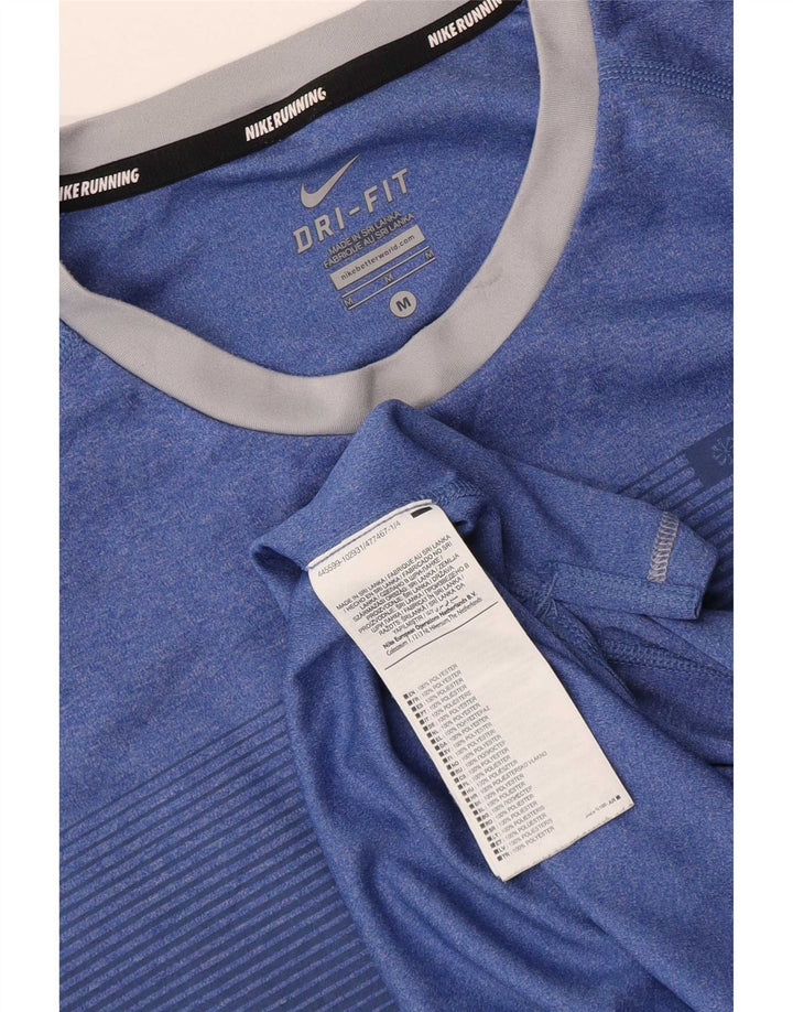 Nike Homme Dri Fit T-Shirt Haut Bleu Moyen Rayé Polyester
