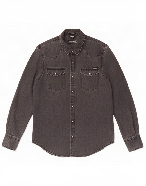 Superdry Mens Classic Fit Denim Shirt Large Grey Cotton