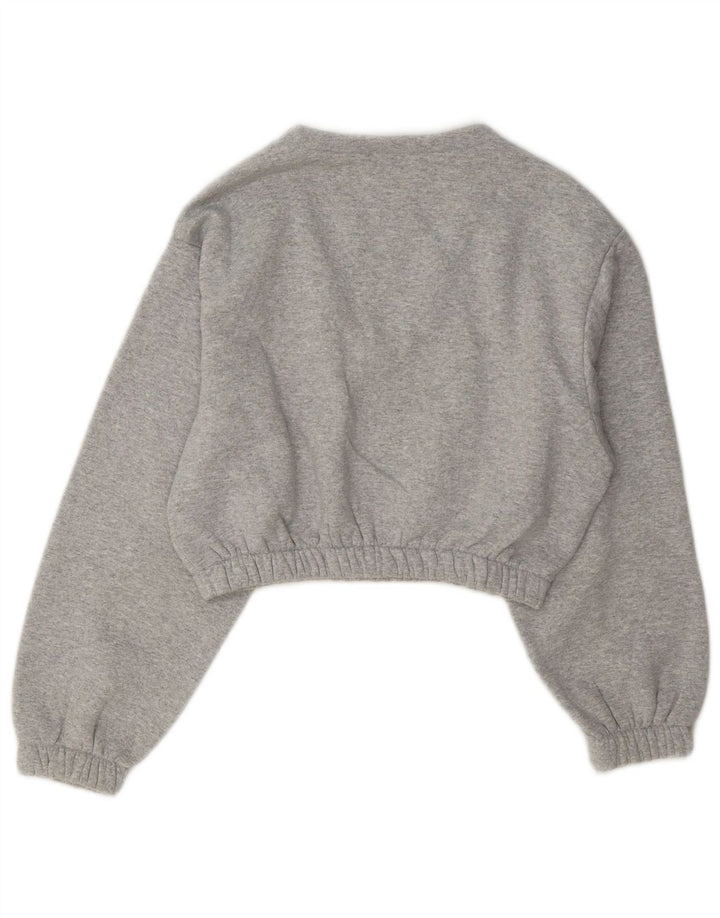 Topshop Sweat-shirt court surdimensionné pour femme UK 10 Petit Gris Polyester