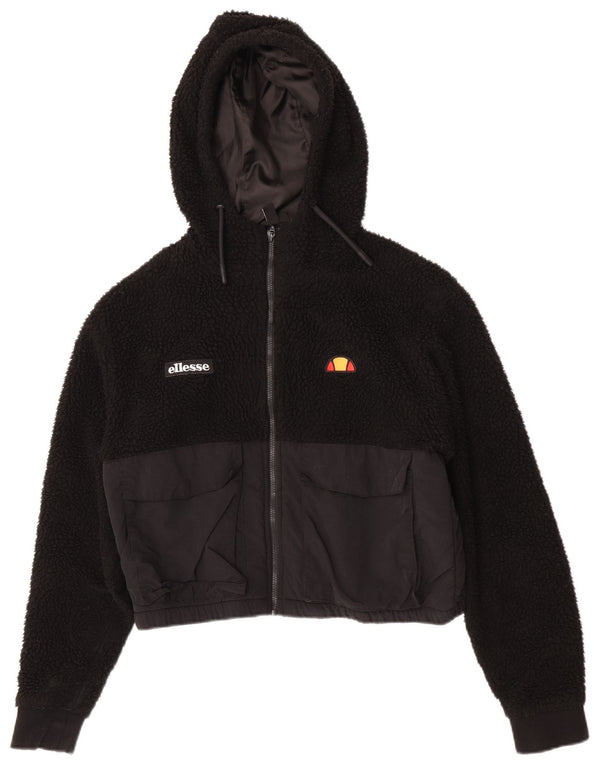 Ellesse Pull à capuche zippé en polaire pour femme UK 10 Small Black Sports